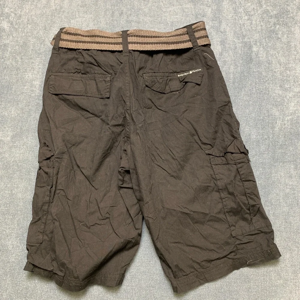 Beverly Hills Polo Club Cargo Shorts Mens 30 Black Cotton Stretch Hiking Outdoor